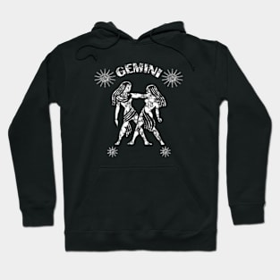 Gemini Astrology Zodiac Sign - Gemini the Twins Birthday Or Christmas Gift - White Marble Symbol with Stars Hoodie